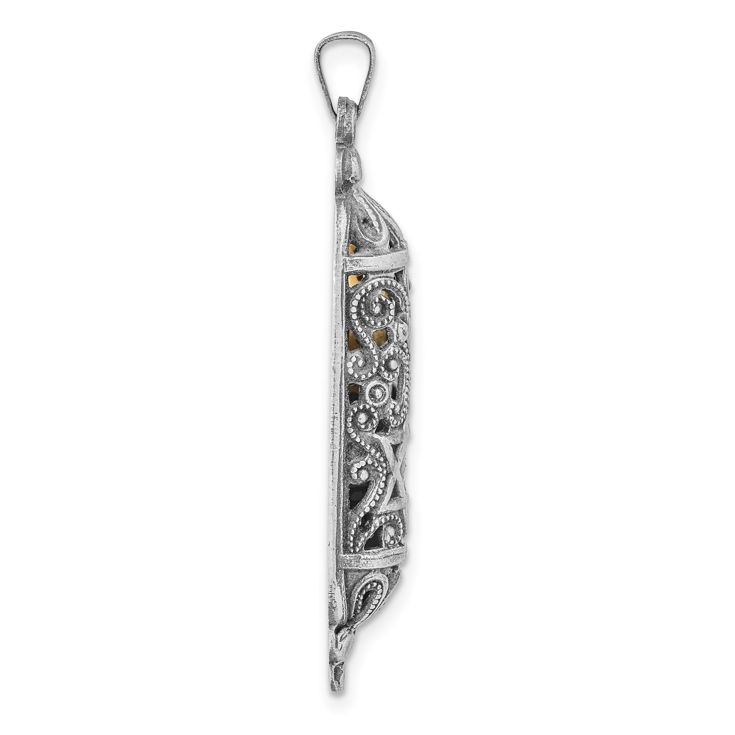 Sterling Silver Solid Antiqued Mezuzah Pendant