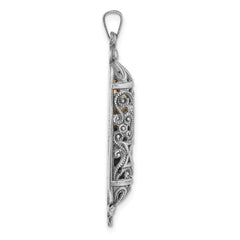 Sterling Silver Solid Antiqued Mezuzah Pendant