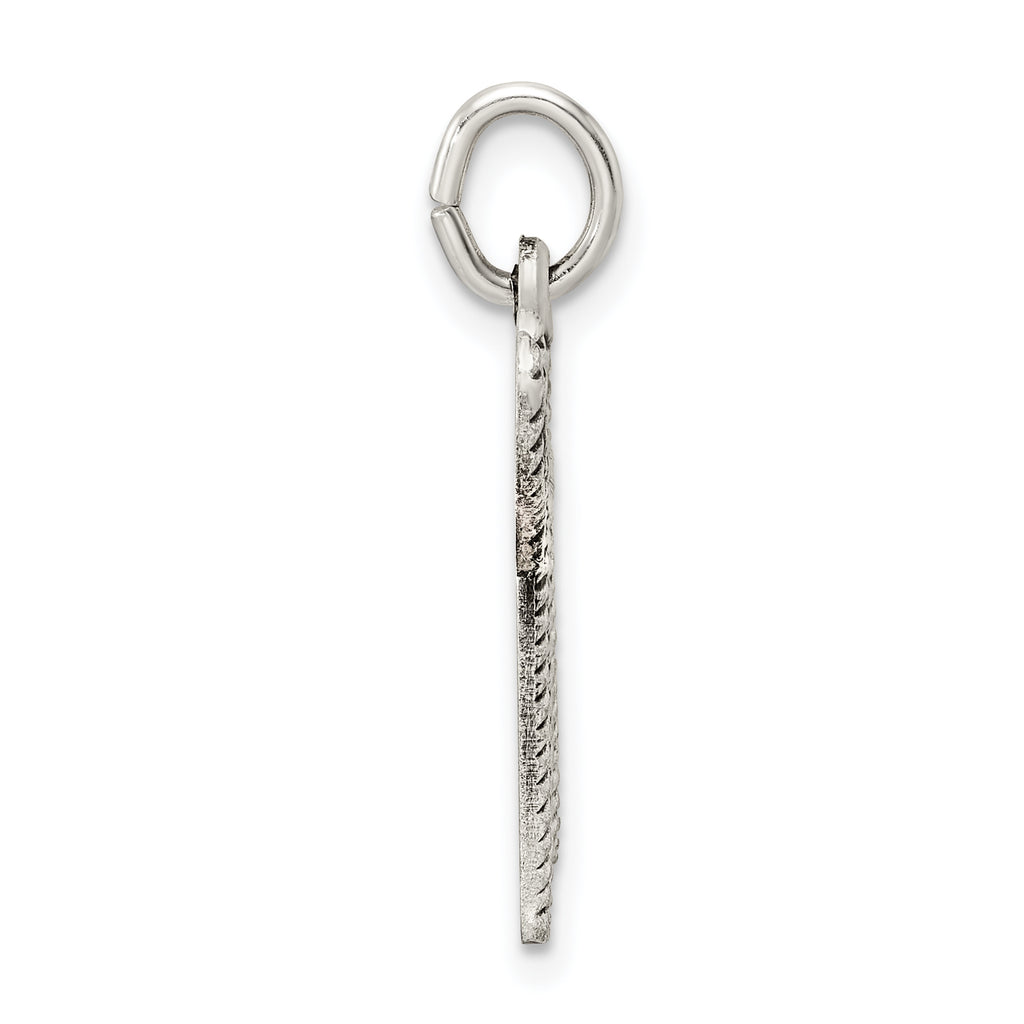 Sterling Silver Solid Antiqued and Textured Chai Symbol Pendant
