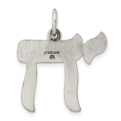 Sterling Silver Solid Antiqued and Textured Chai Symbol Pendant