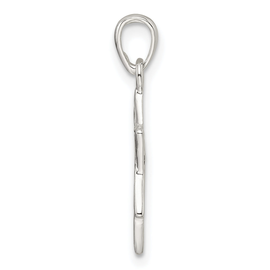 Sterling Silver Polished and D/C Star of David w/Cross Pendant