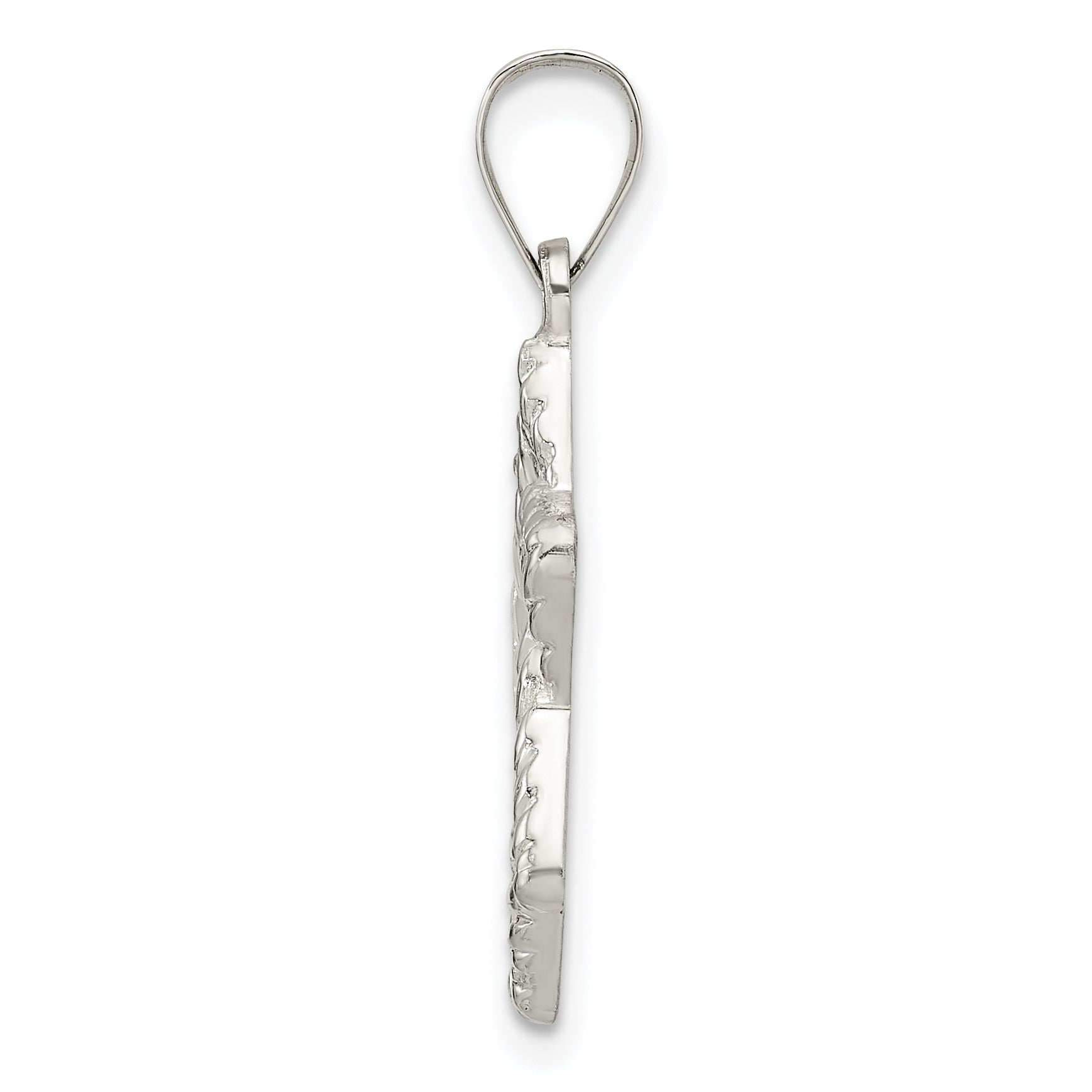 Sterling Silver Polsihed and Textured Solid Star of David Pendant