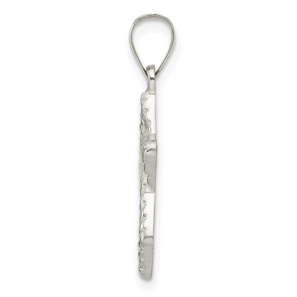 Sterling Silver Polsihed and Textured Solid Star of David Pendant