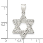 Sterling Silver Polsihed and Textured Solid Star of David Pendant
