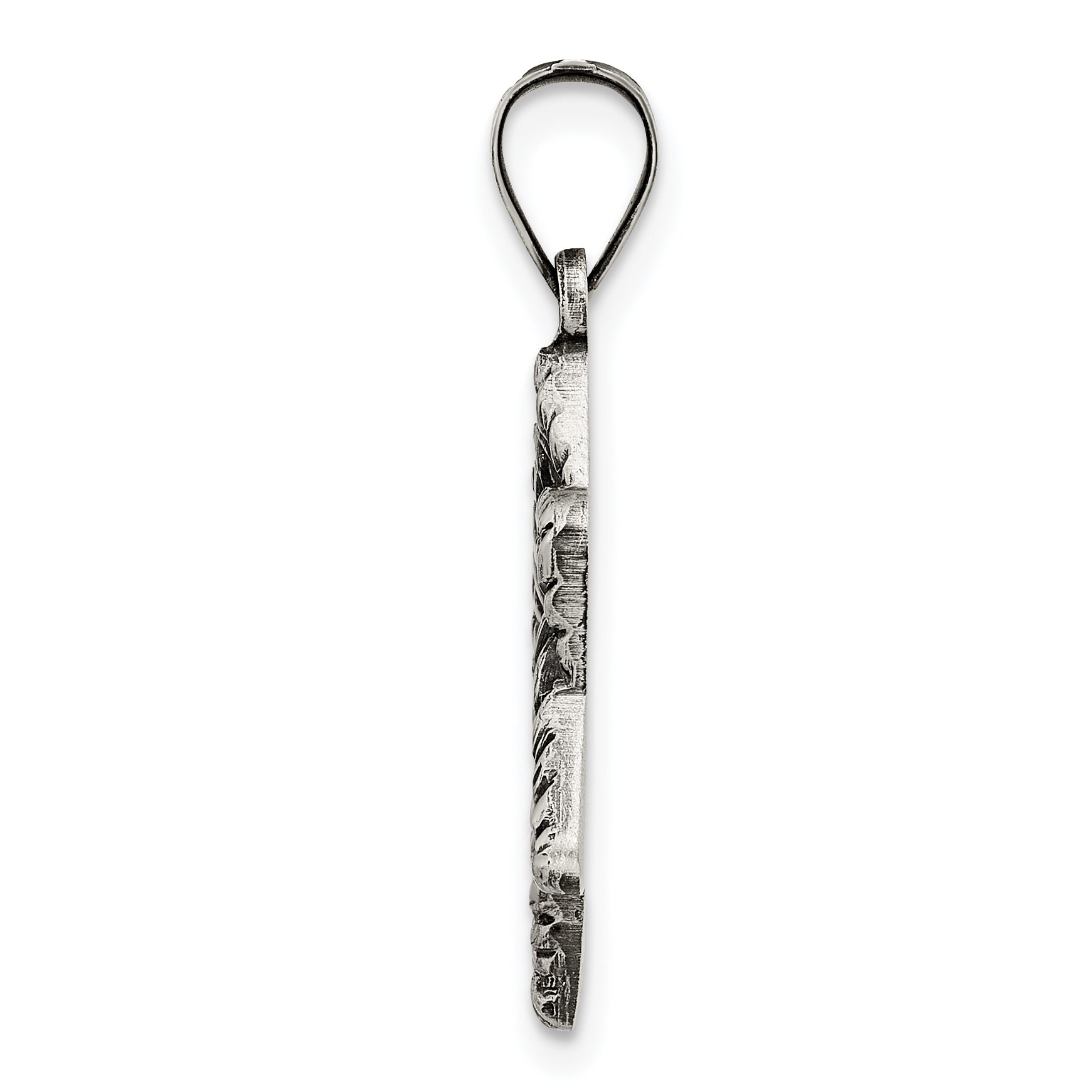 Sterling Silver Antiqued and Textured Solid Star of David Pendant