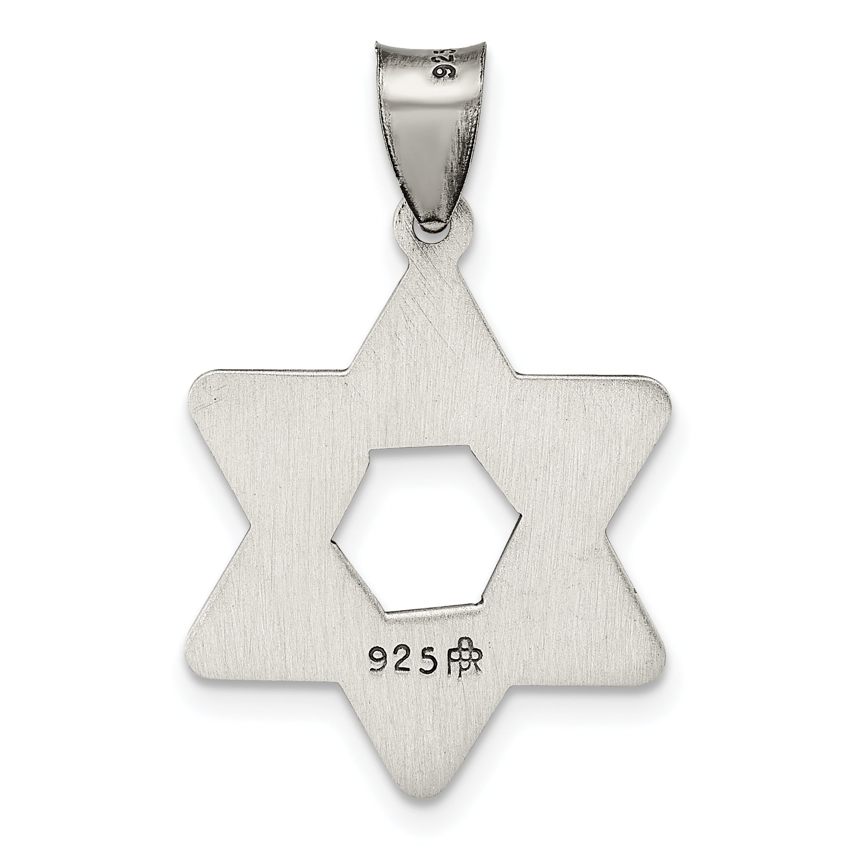 Sterling Silver Antiqued and Textured Solid Star of David Pendant