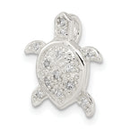 Sterling Silver Polished CZ Turtle Chain Slide