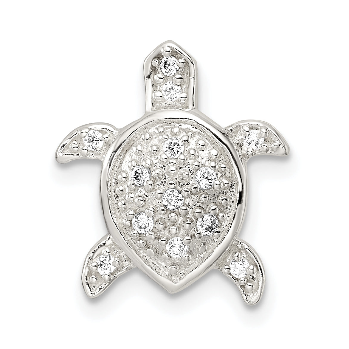 Sterling Silver Polished CZ Turtle Chain Slide Main image