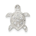 Sterling Silver Polished CZ Turtle Chain Slide