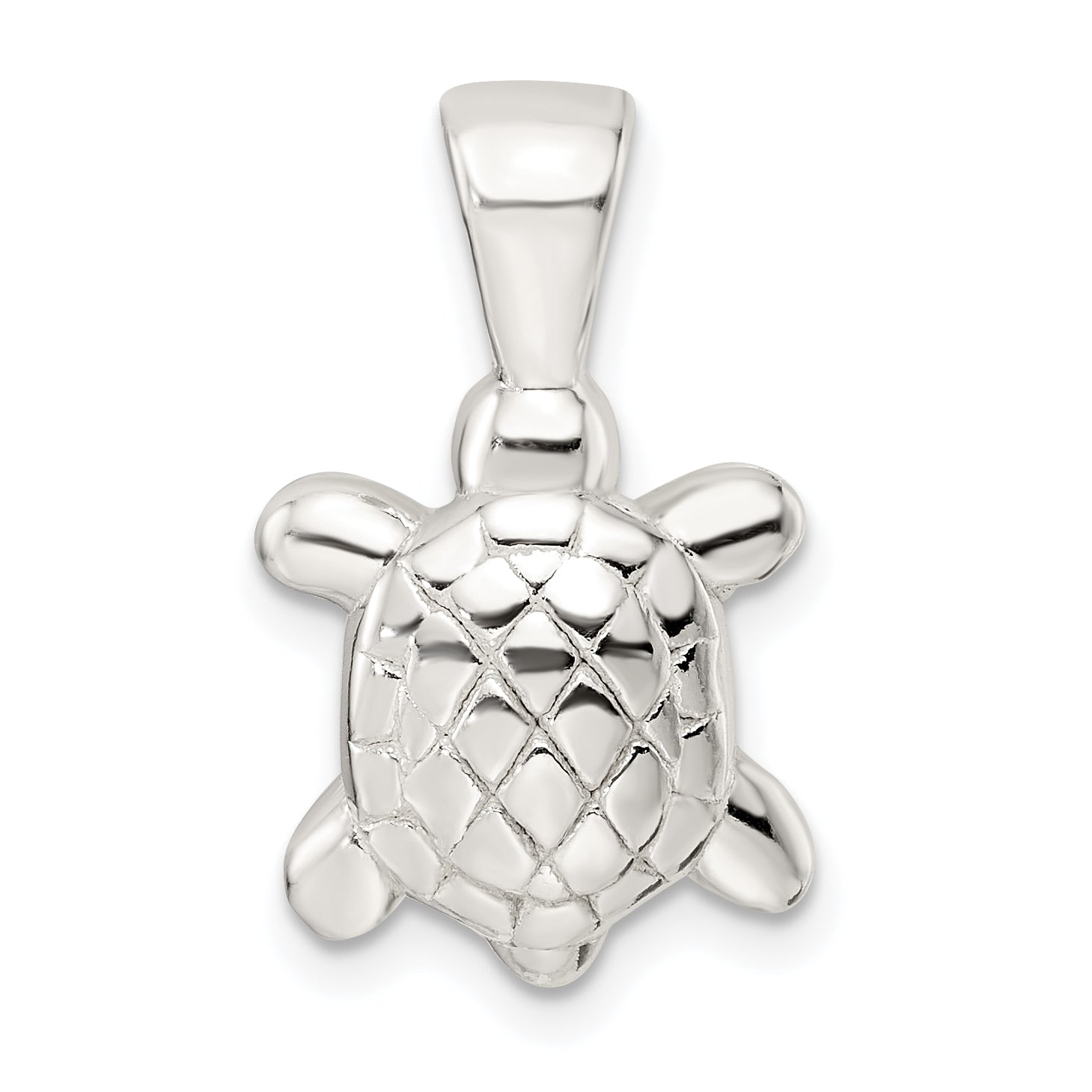 Sterling Silver Polished & Textured Turtle Pendant Main image