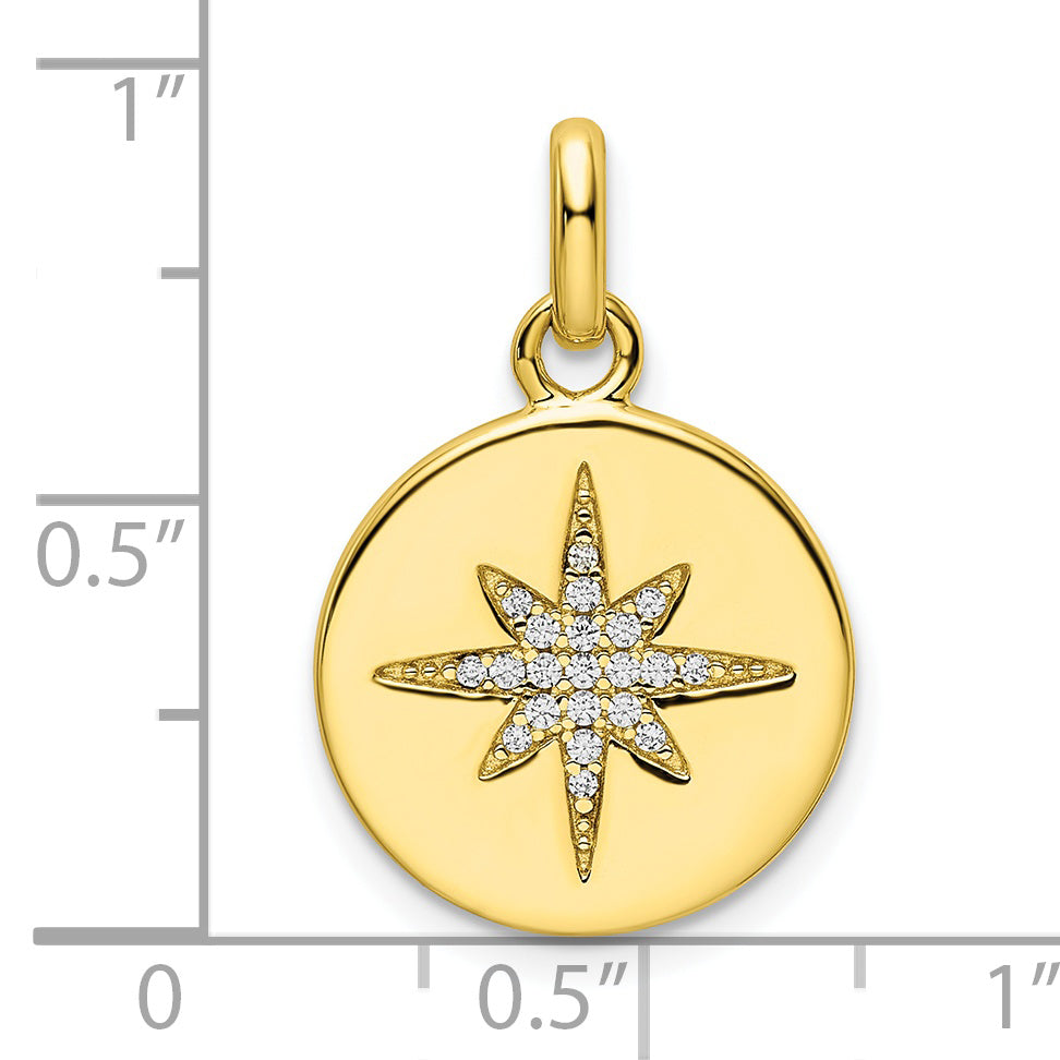 Sterling Silver Gold-tone CZ Star Disc Pendant Secondary image