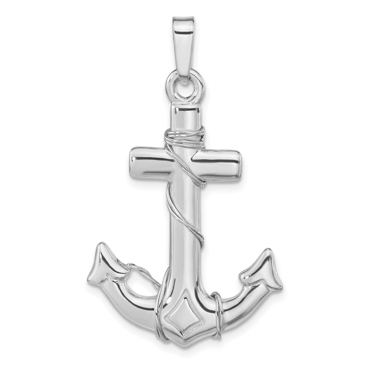 Anchor Pendant in Sterling Silver, 43mm Textured - Sophia Jewelers Main image