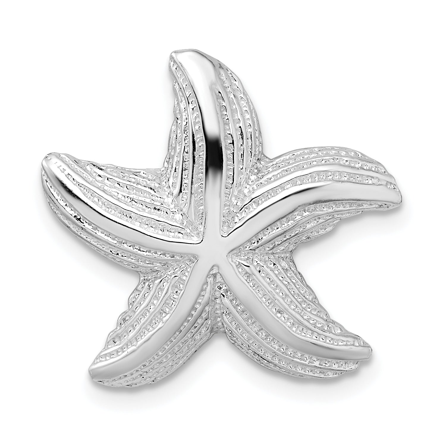 De-Ani Sterling Silver Rhodium-Plated Polished and Textured Starfish Slide Main image