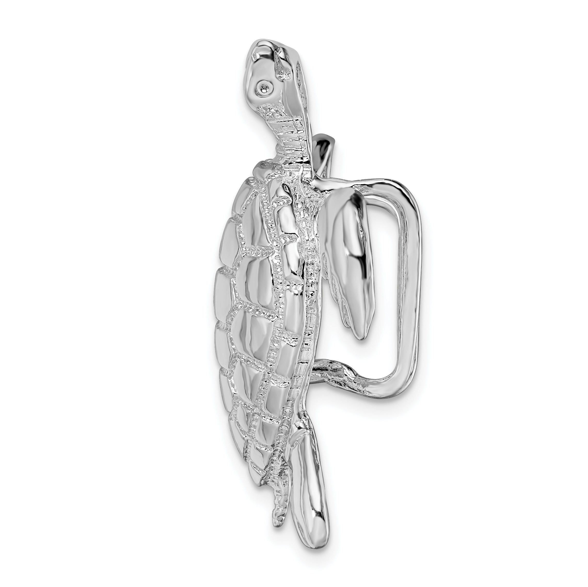 De-Ani Sterling Silver Rhodium-Plated Polished Sea Turtle Slide Secondary image