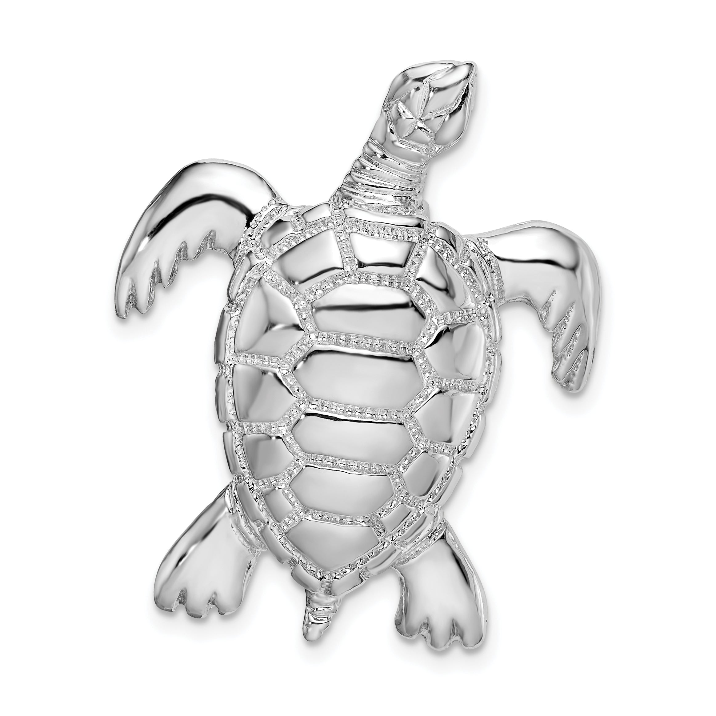 De-Ani Sterling Silver Rhodium-Plated Polished Sea Turtle Slide Main image
