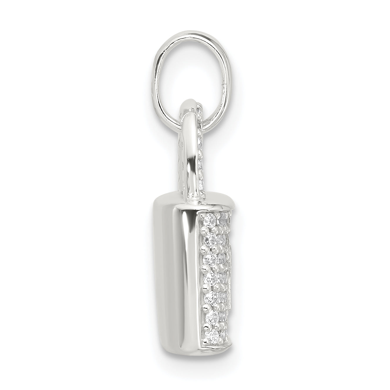 Sterling Silver E-coated CZ Lock Pendant Secondary image