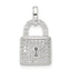 Sterling Silver E-coated CZ Lock Pendant