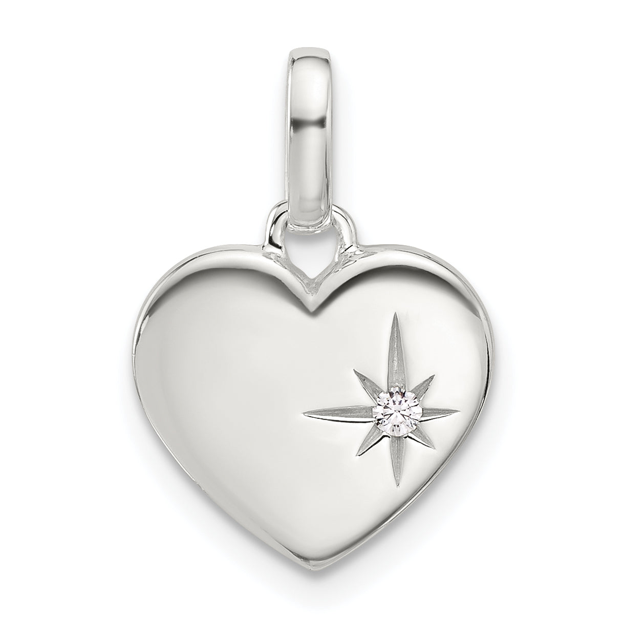 Sterling Silver E-coated CZ Heart Pendant Main image