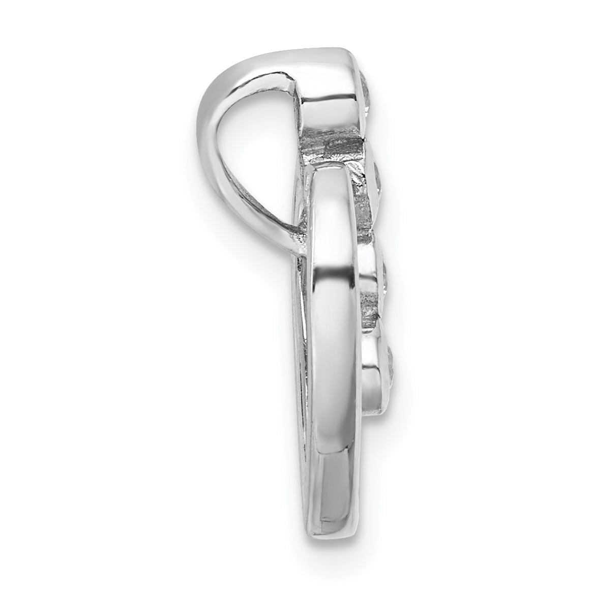 Sterling Silver Rhodium-plated with CZ Open Heart Slide Pendant