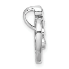 Sterling Silver Rhodium-plated with CZ Open Heart Slide Pendant