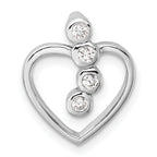 Sterling Silver Rhodium-plated with CZ Open Heart Slide Pendant