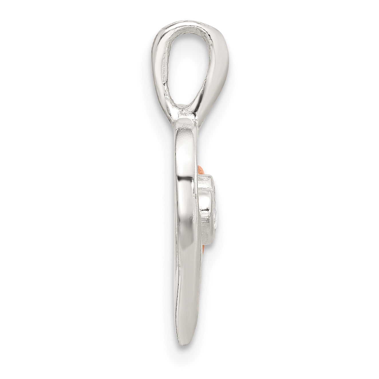 Sterling Silver E-Coat and Rose-tone CZ Hearts Pendant Secondary image