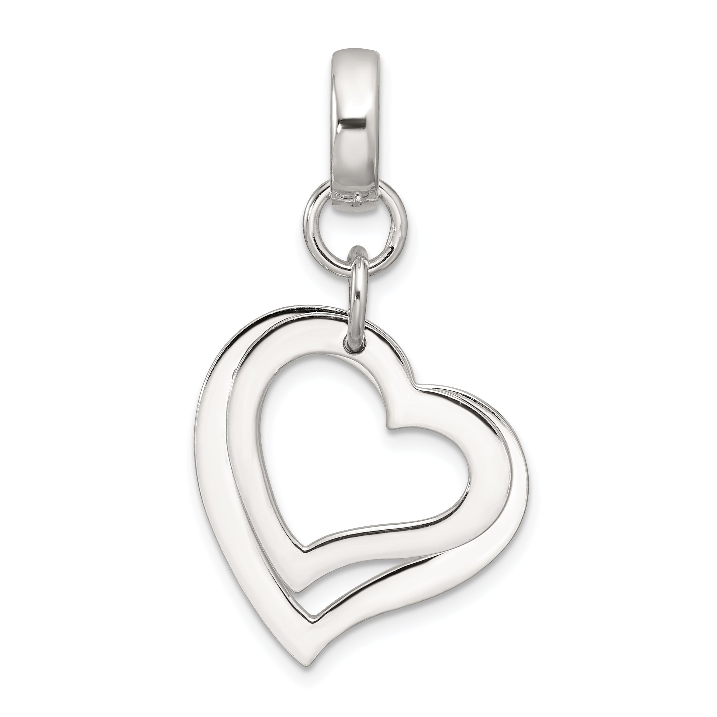 Sterling Silver Polished Two Piece Open Heart Pendant Main image