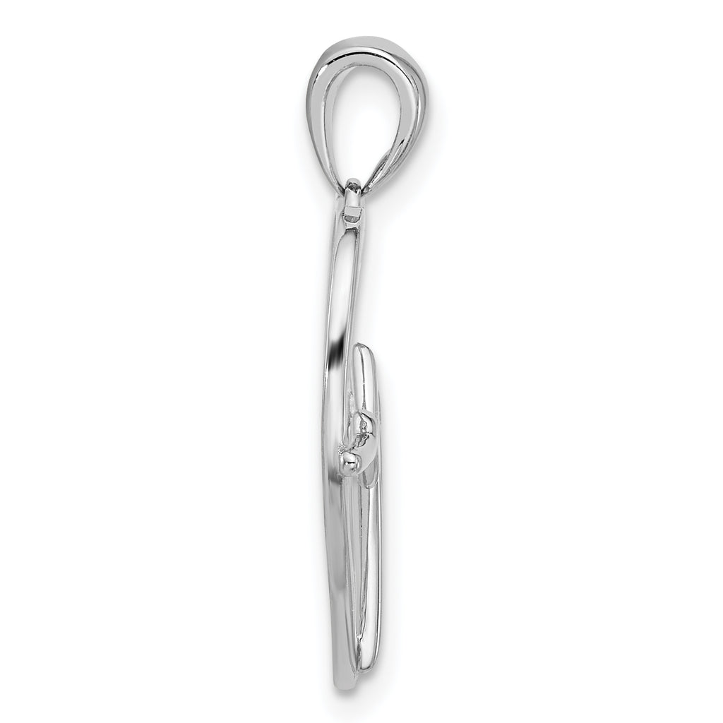 Sterling Silver Rhodium-plated Heartbeat Heart Pendant