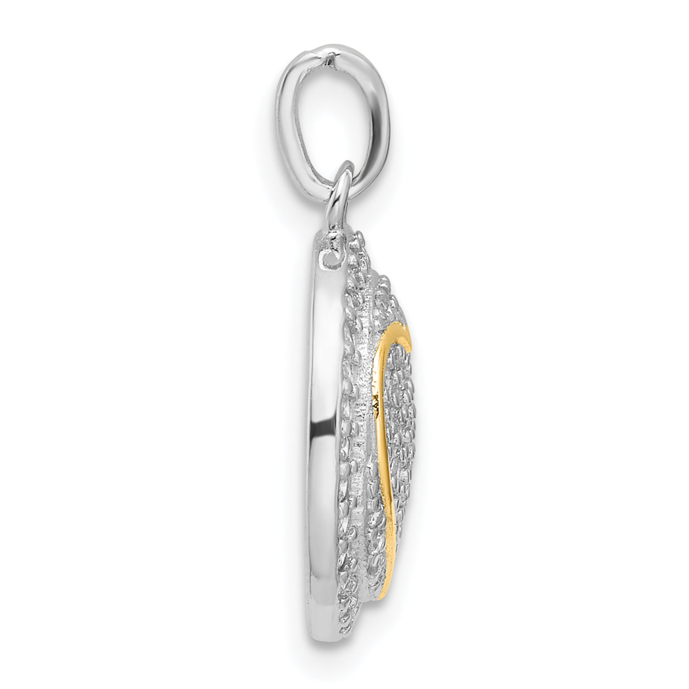 Sterling Silver Gold-plated CZ Heart Circle Pendant Secondary image