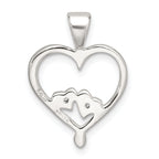 Sterling Silver Polished CZ Open Heart Pendant