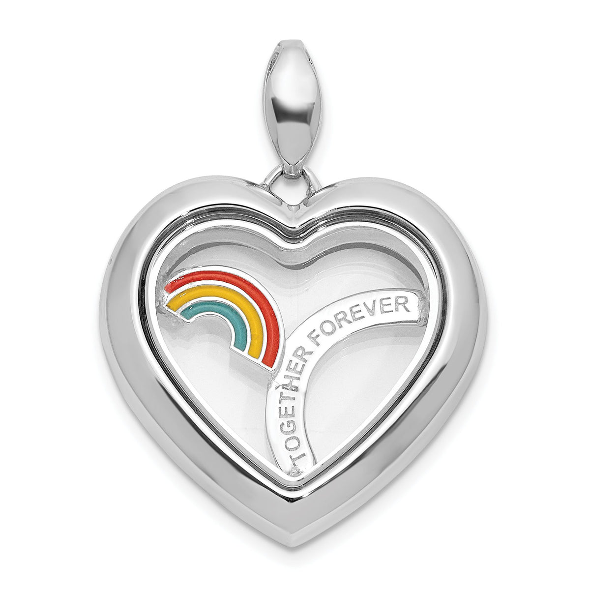 Together Forever Rainbow Heart Pendant in Sterling Silver, 24mm - Sophia Jewelers Main image