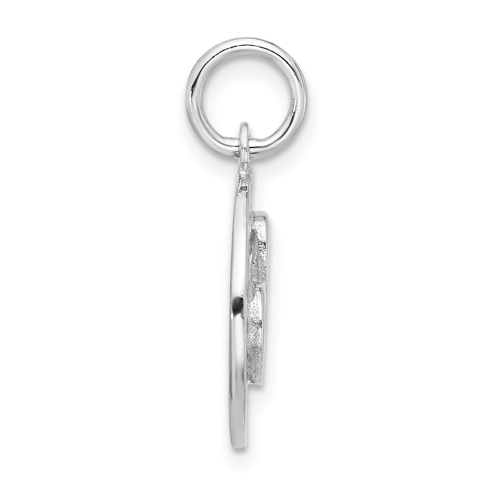 Sterling Silver Rhodium-plated Polished/Hammered Circle Heart Pendant