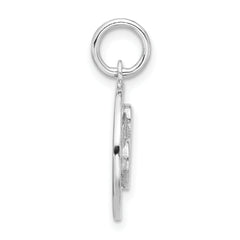 Sterling Silver Rhodium-plated Polished/Hammered Circle Heart Pendant