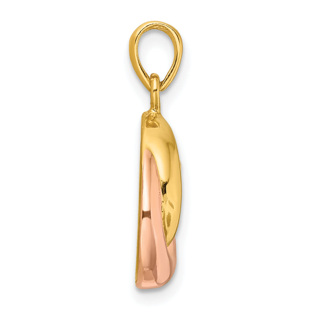 Sterling Silver with Rose and Gold-tone Laser Texture Knot Pendant