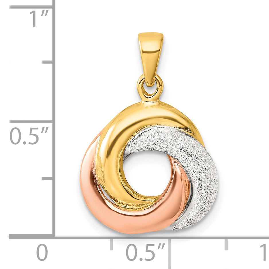 Sterling Silver with Rose and Gold-tone Laser Texture Knot Pendant