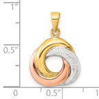 Sterling Silver with Rose and Gold-tone Laser Texture Knot Pendant