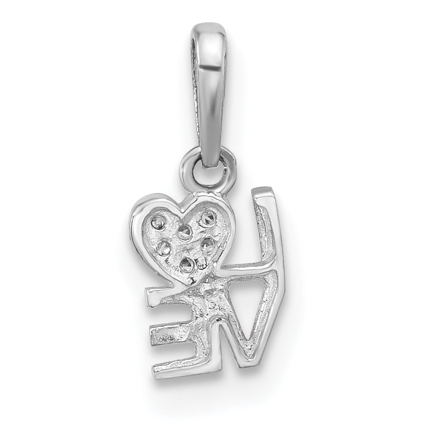 Sterling Silver Rhodium-plated CZ LOVE Pendant