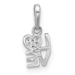 Sterling Silver Rhodium-plated CZ LOVE Pendant