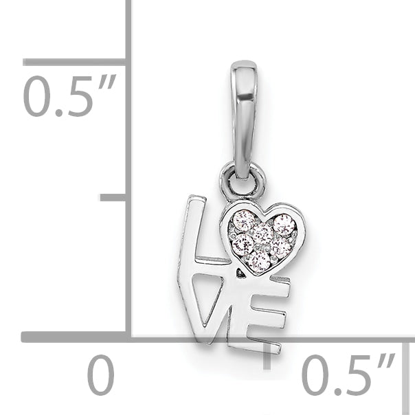Sterling Silver Rhodium-plated CZ LOVE Pendant