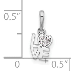 Sterling Silver Rhodium-plated CZ LOVE Pendant