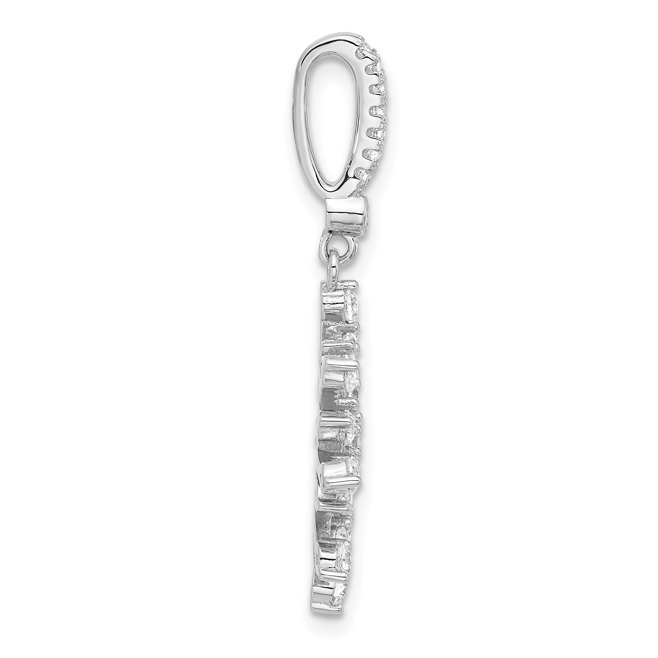 Sterling Silver Rhodium-plated CZ Snowflake Pendant Secondary image