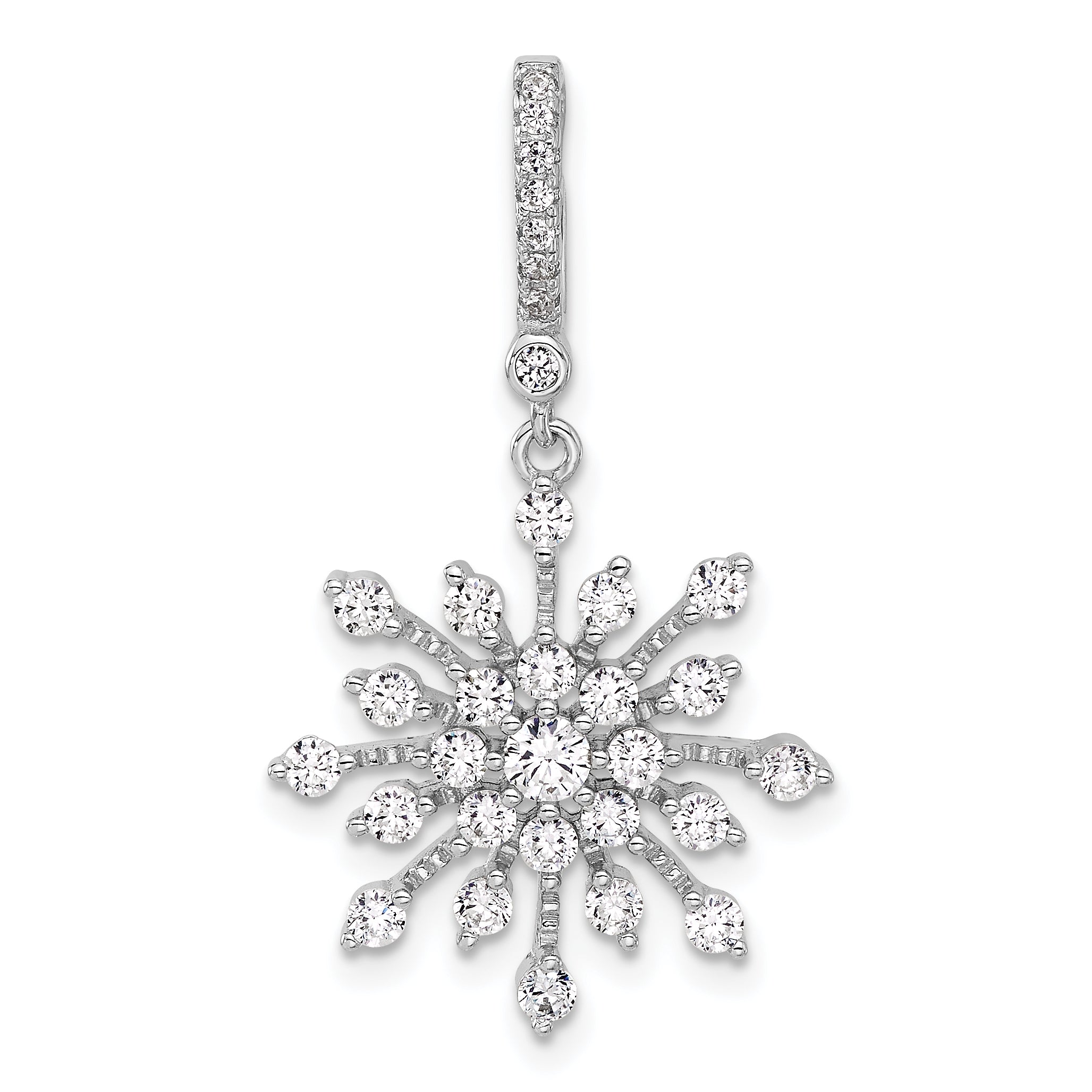 Sterling Silver Rhodium-plated CZ Snowflake Pendant Main image