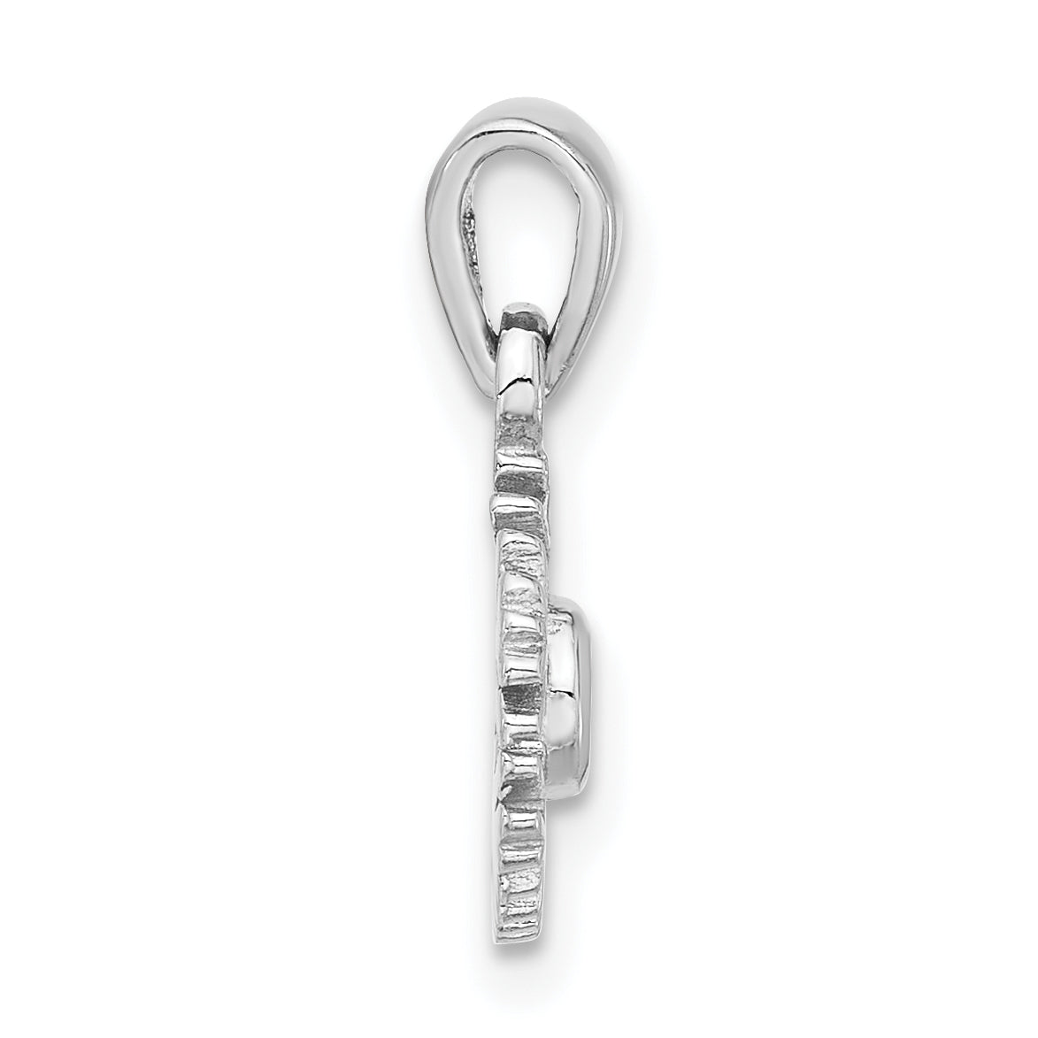 Sterling Silver Rhodium-plated Aqua CZ Snowflake Pendant Secondary image