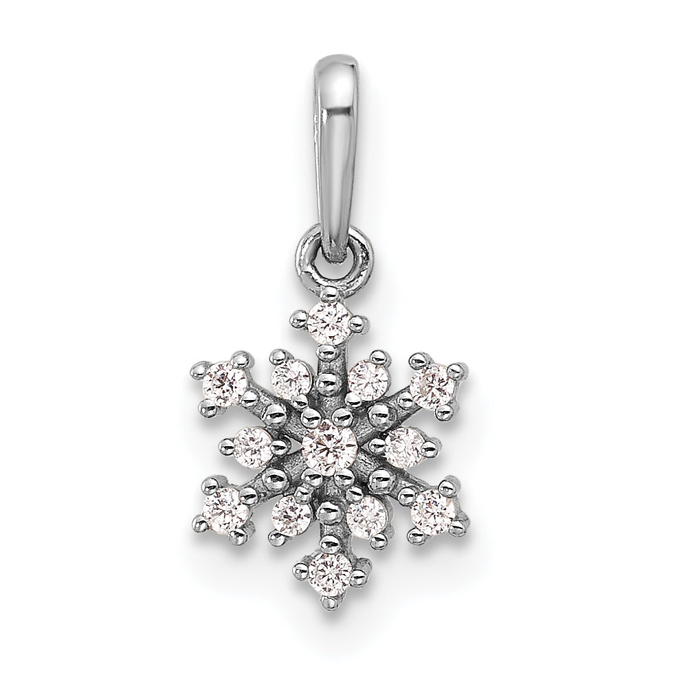 Sterling Silver Rhodium-plated Polished CZ Snowflake Pendant Main image