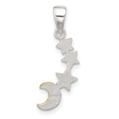 Sterling Silver E-Coat and Gold-tone Star and Moon Pendant