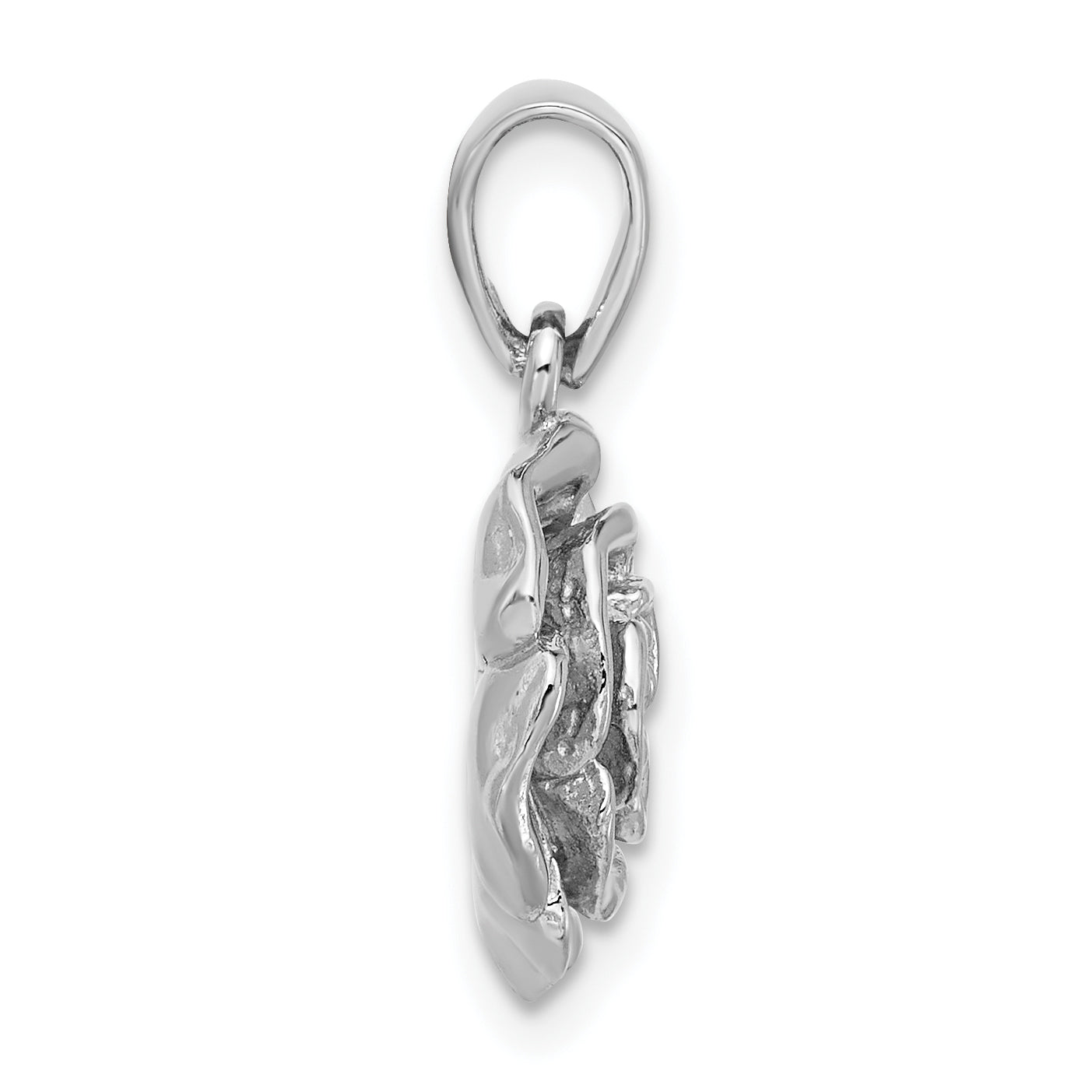 Sterling Silver Rhodium-plated CZ Flower Pendant Secondary image
