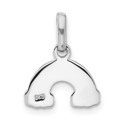 Sterling Silver Rhodium-plated Enameled Glitter Rainbow Pendant