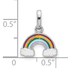 Sterling Silver Rhodium-plated Enameled Glitter Rainbow Pendant