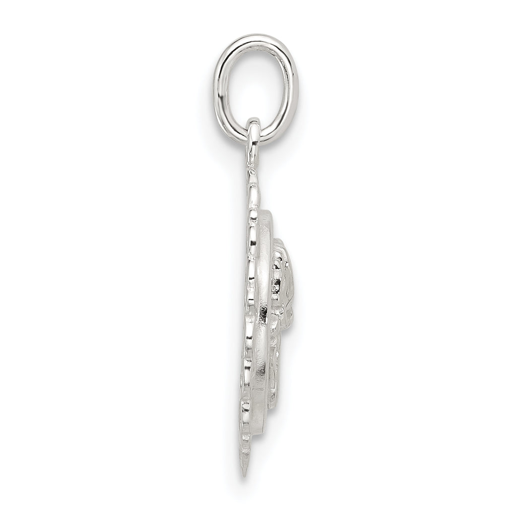 Sterling Silver E-coated Rose Charm
