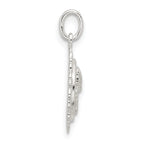 Sterling Silver E-coated Rose Charm